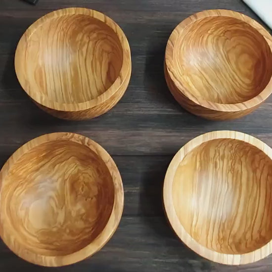 Cereal and Fruit Breakfast Bowls of Olive Wood , Handmade Kitchen Bowl Set for Desserts