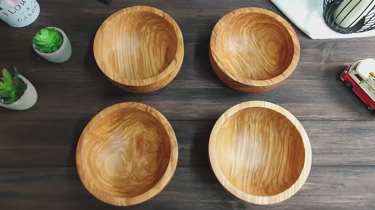 Cereal and Fruit Breakfast Bowls of Olive Wood , Handmade Kitchen Bowl Set for Desserts