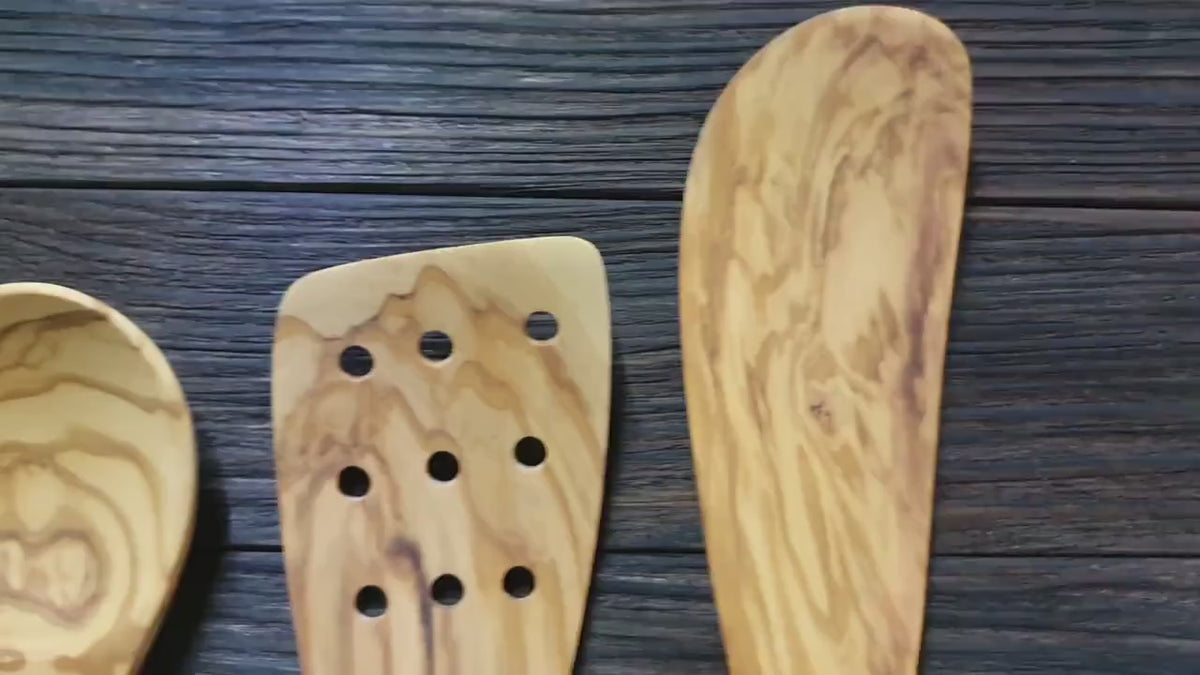 Handmade Olive Wood Kitchen Utensil Set, Mallorca Spain
