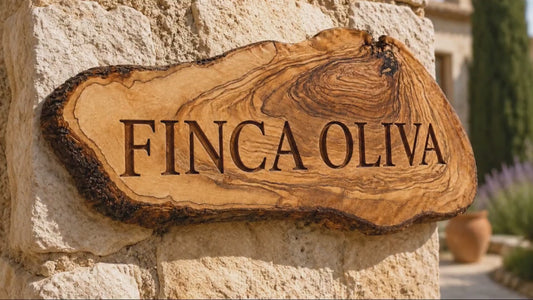 Personalized Olive Wood House Sign, Custom Finca Name Plaque, Rustic Villa Sign