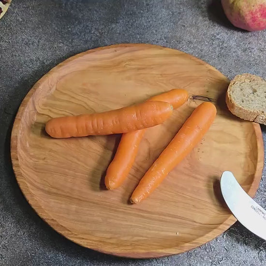 Rustic Olive Wood Plate, Handmade Serving Platter, Natural Appetizer Plate, Large Wooden Dinner Plate
