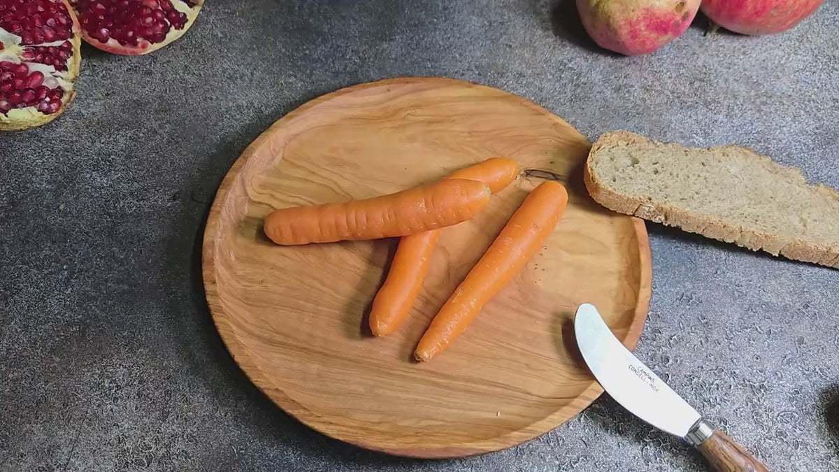 Rustic Olive Wood Plate, Handmade Serving Platter, Natural Appetizer Plate, Large Wooden Dinner Plate