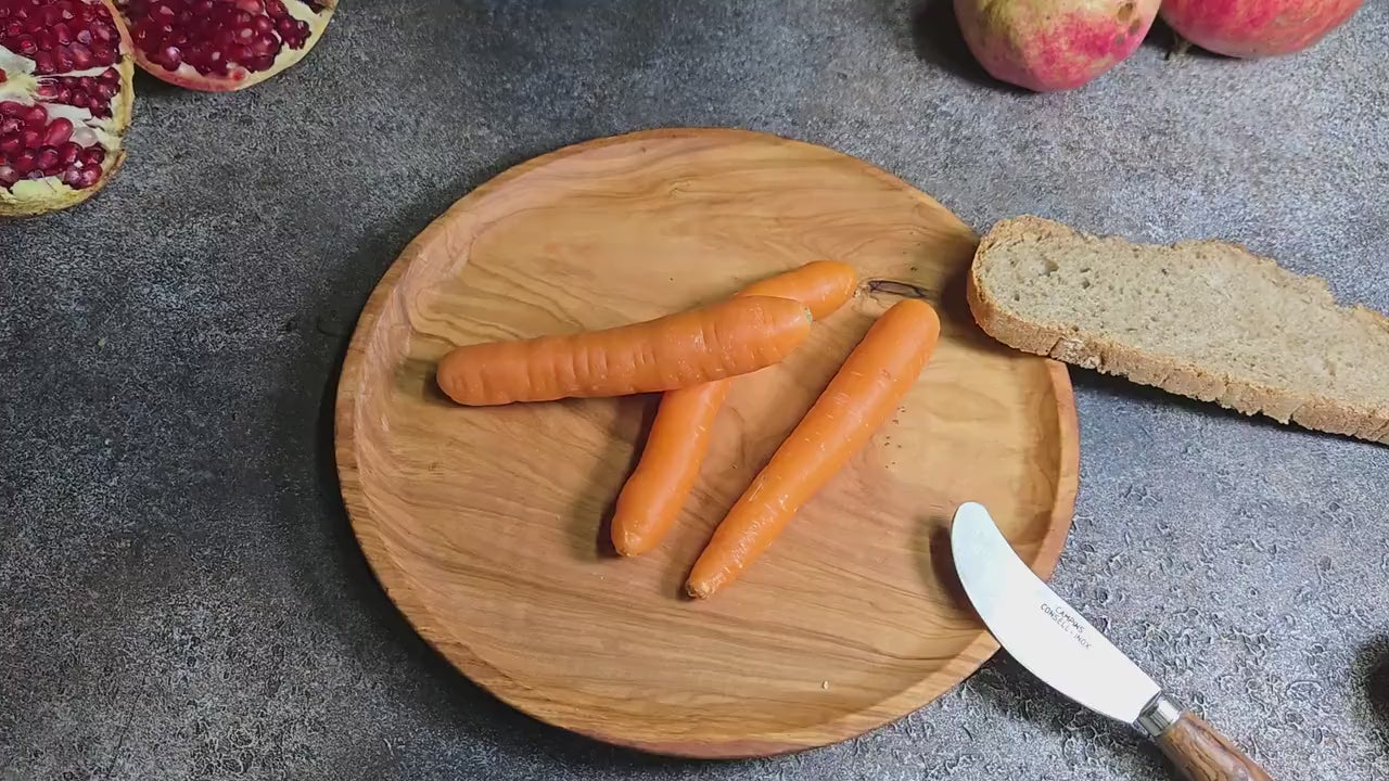 Rustic Olive Wood Plate, Handmade Serving Platter, Natural Appetizer Plate, Large Wooden Dinner Plate