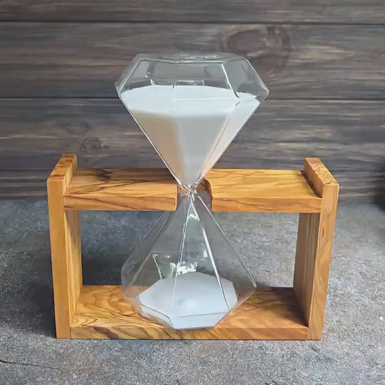 Handcrafted Olive Wood Hourglass, 50-Minute Sand Timer, Rustic Decor