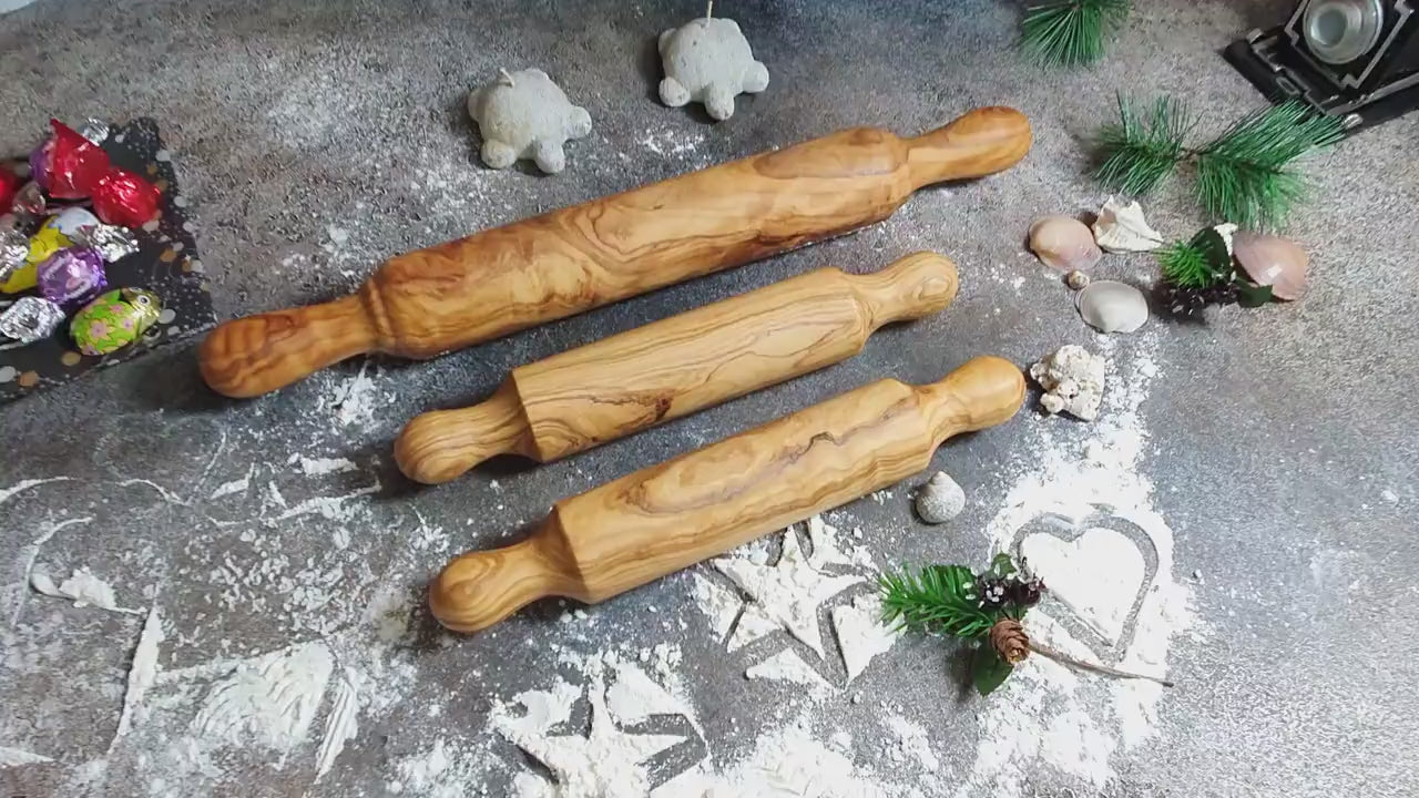 Olive Wood Rolling Pin Set, Adult & Children's Size