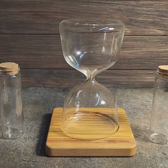 Handmade Olive Wood Wedding Unity Hourglass Set: Sand Ceremony Keepsake