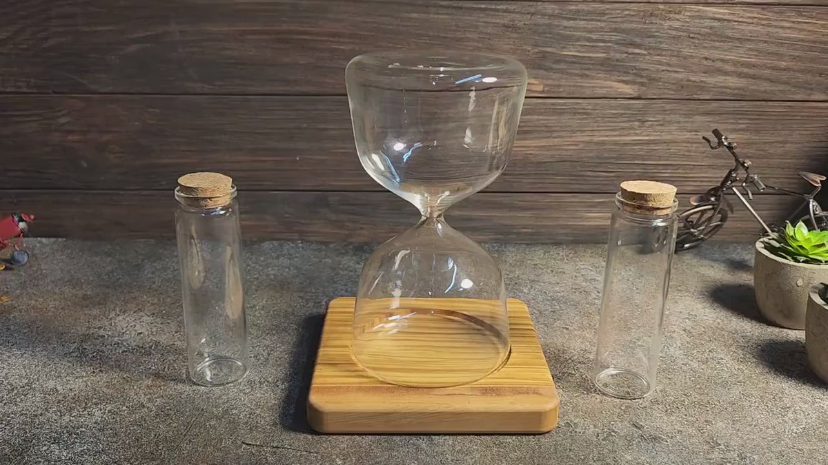 Handmade Olive Wood Wedding Unity Hourglass Set: Sand Ceremony Keepsake