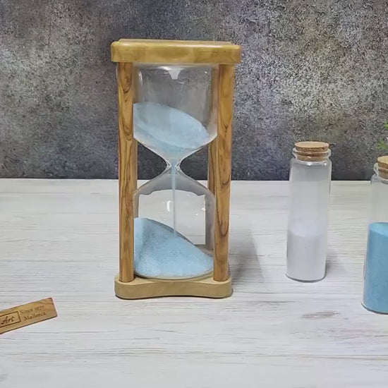 Personalized Wedding Hourglass, Unity Sand Ceremony Keepsake, Engraved Olive Wood Wedding Gift for Couple