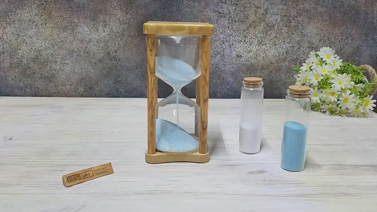 Personalized Wedding Hourglass, Unity Sand Ceremony Keepsake, Engraved Olive Wood Wedding Gift for Couple