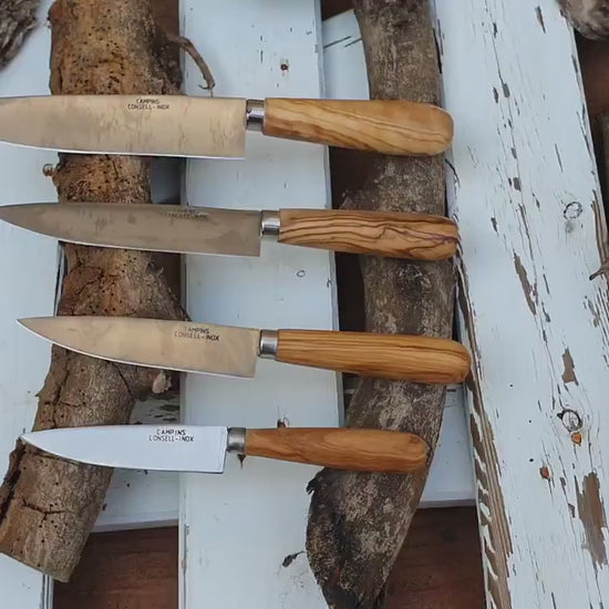 Handmade Olive Wood Kitchen Knife – Personalized Stainless Steel Blade