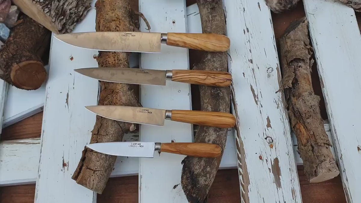 Handmade Olive Wood Kitchen Knife – Personalized Stainless Steel Blade