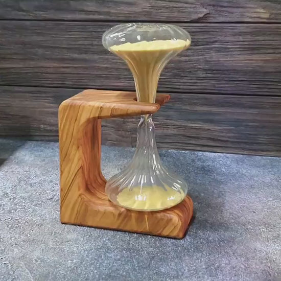Personalized Olive Wood Hourglass: 10 Min Sand Clock, Handmade