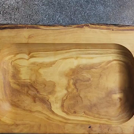 Rustic Olive Wood Tray, Small Serving Tray for Snacks