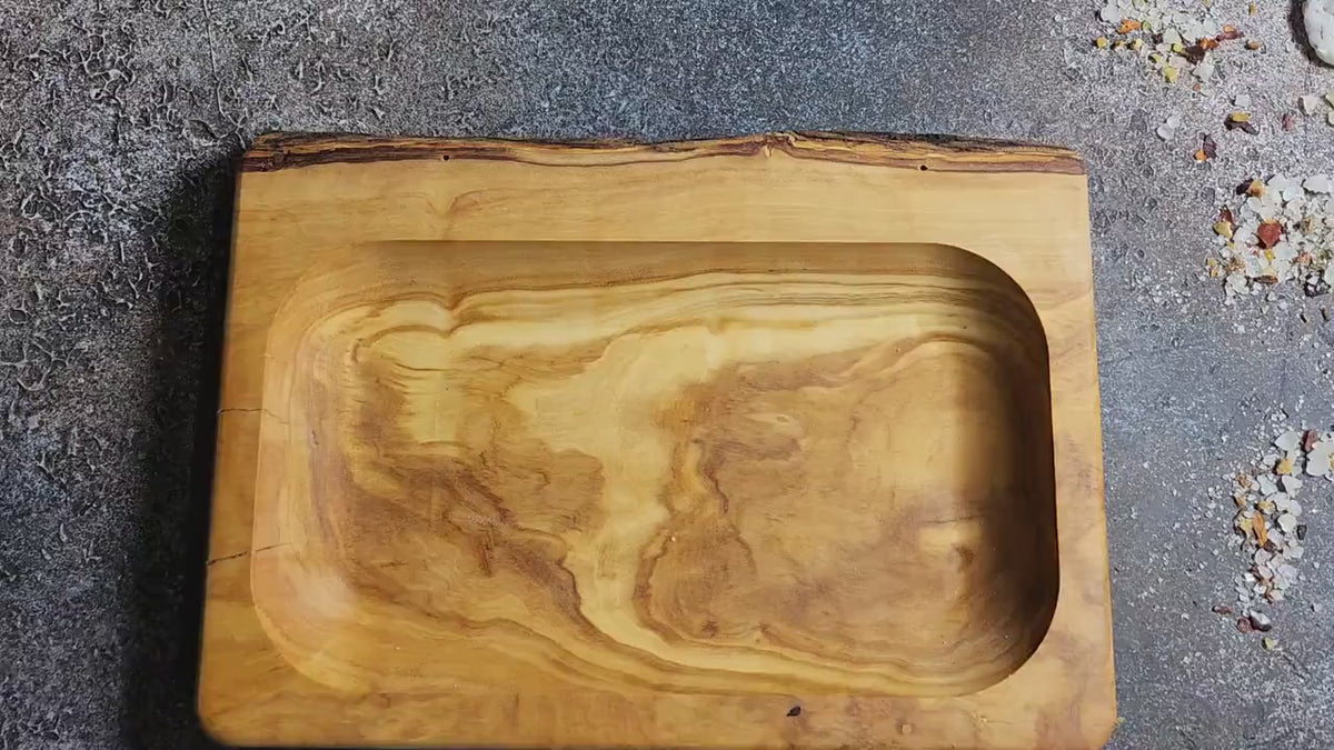 Rustic Olive Wood Tray, Small Serving Tray for Snacks