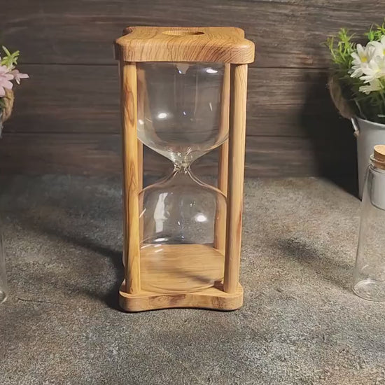 Personalized Memorial Hourglass, Olive Wood Ashes Keepsake, Engraved Remembrance Gift, Rustic Tribute Decor