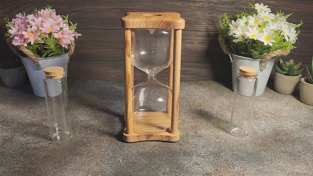 Personalized Memorial Hourglass, Olive Wood Ashes Keepsake, Engraved Remembrance Gift, Rustic Tribute Decor