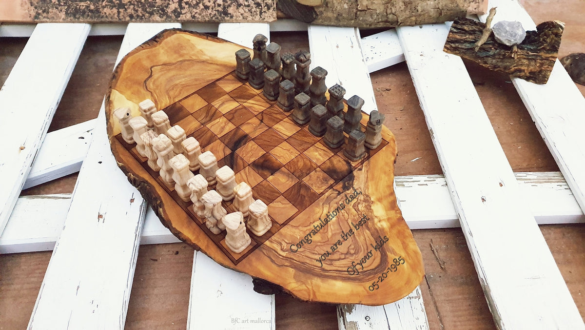 Rustic Chess Roll Custom Chess Board Unique of Olive Wood Rustic Chess Set, Medieval sty ...