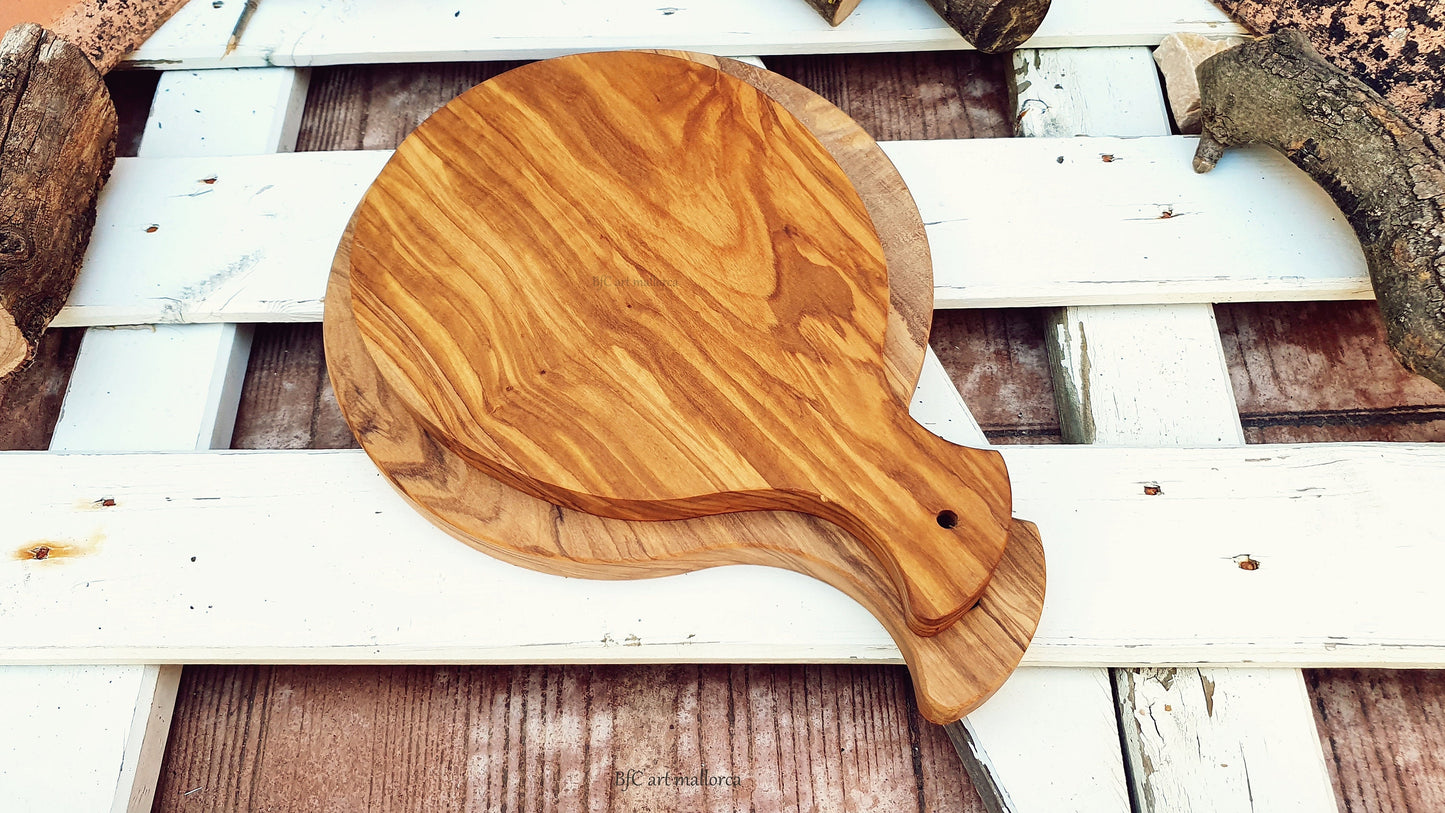 Cutting Board Olive Wood, Serving Board With Handle, Round Chopping Board, Round Cutting Board, Wood Plate, Round Wood Plate, Cutter Handle