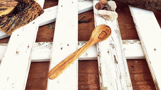 Olive Wood Spoon, Kitchen Round Spoon, Anti-scratch Spoon, Salad Spoon, Ice Cream Spoon, Rustic Wooden Spoon, Craft Spoon, Handmade Spoon