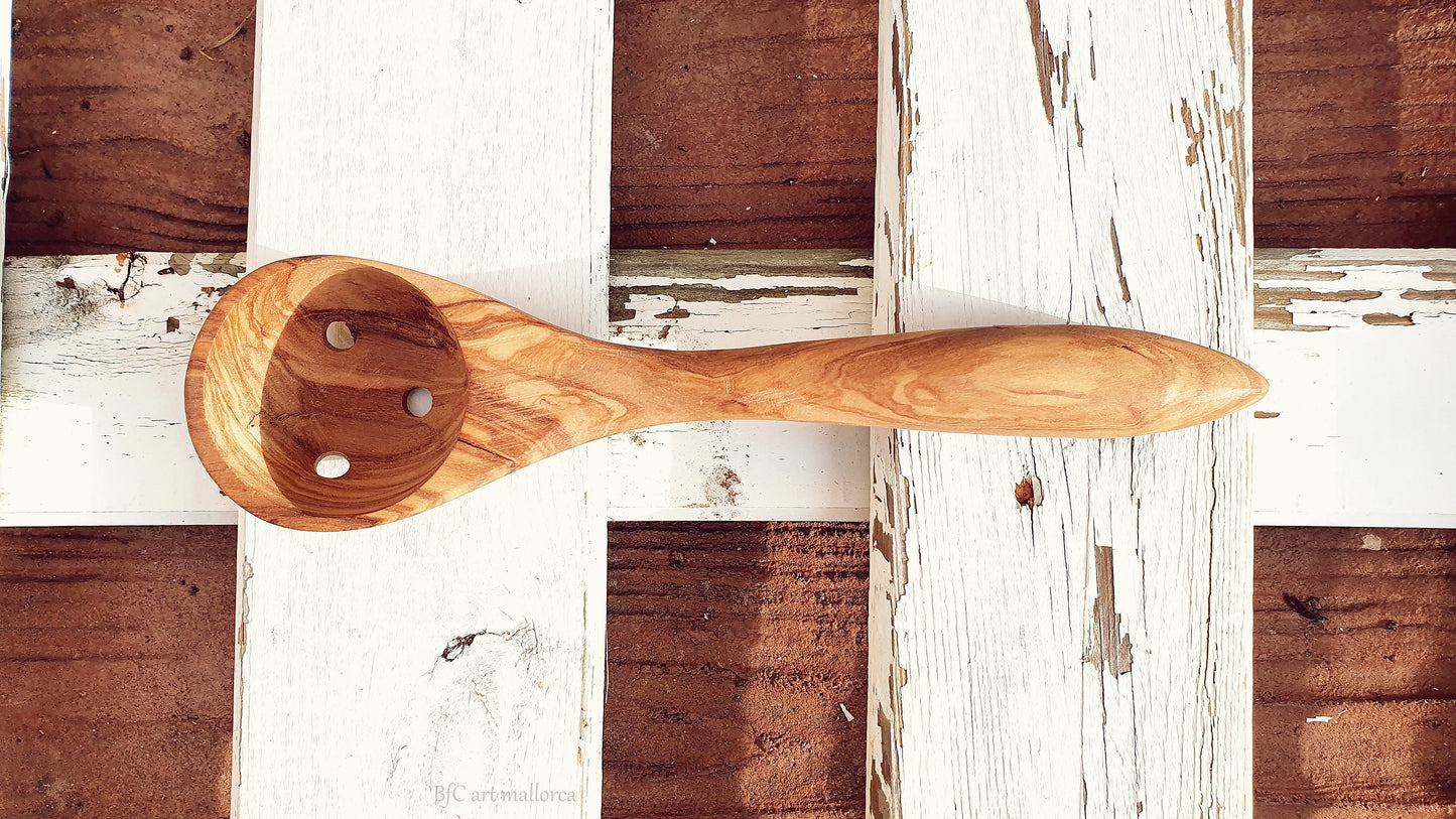Wooden Spoon, Olives Spoon, Serving Spoon Gift , Wooden cutlery, Spoon With Holes, Olive Wood Spoon, Pasta , Gift For Men, Wedding gift