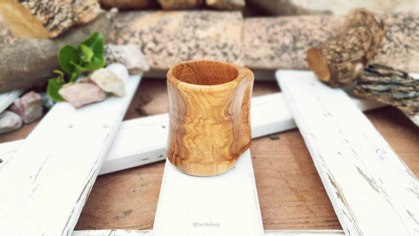 Olive Wood Cup, Coffee Cup, Small Cup For Infusion, Plastic-Free Cup, Ecological Cup, Cup Chamomile, Small Wooden Jug, Wooden Tankard Goblet