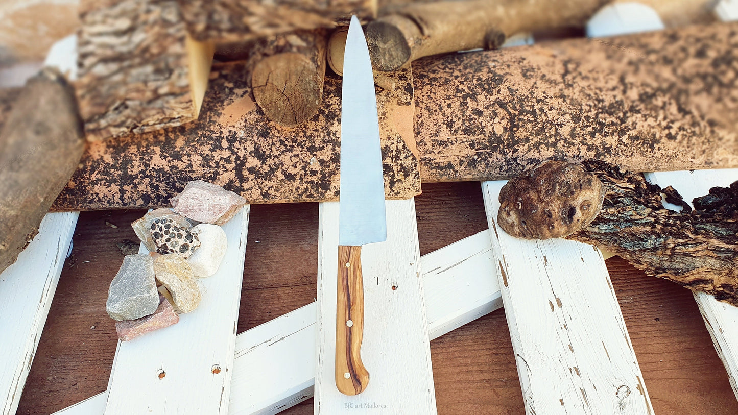 Craft Kitchen Knife, Meat Knife, Chef's Knife, Handmade Knife, Butchers Knife, Stainless Steel Knife, Olive Wood Craft Knife, Classic Knife