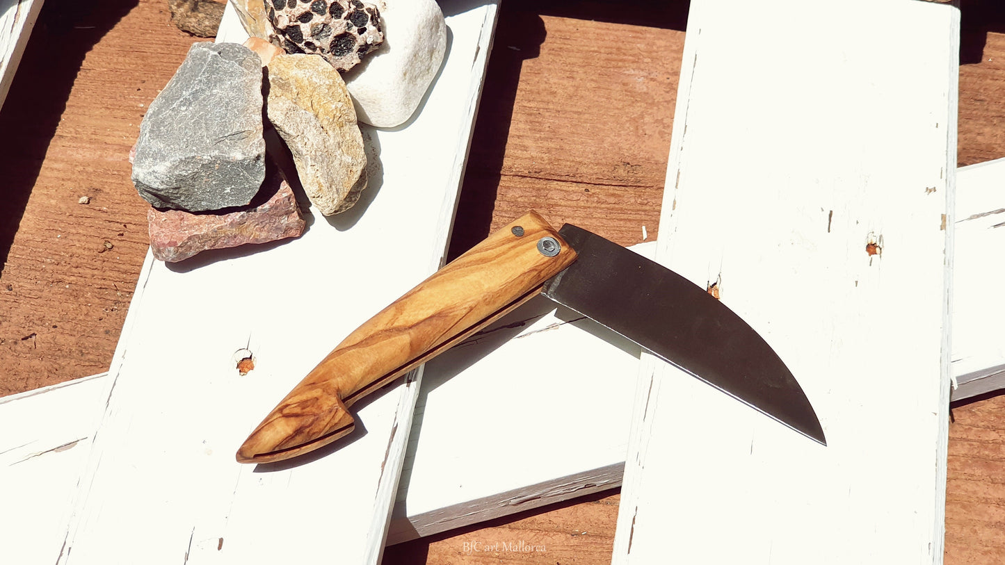 Folding Pocket Knife Olive Wood, Fishing Knife, Hiker Knife