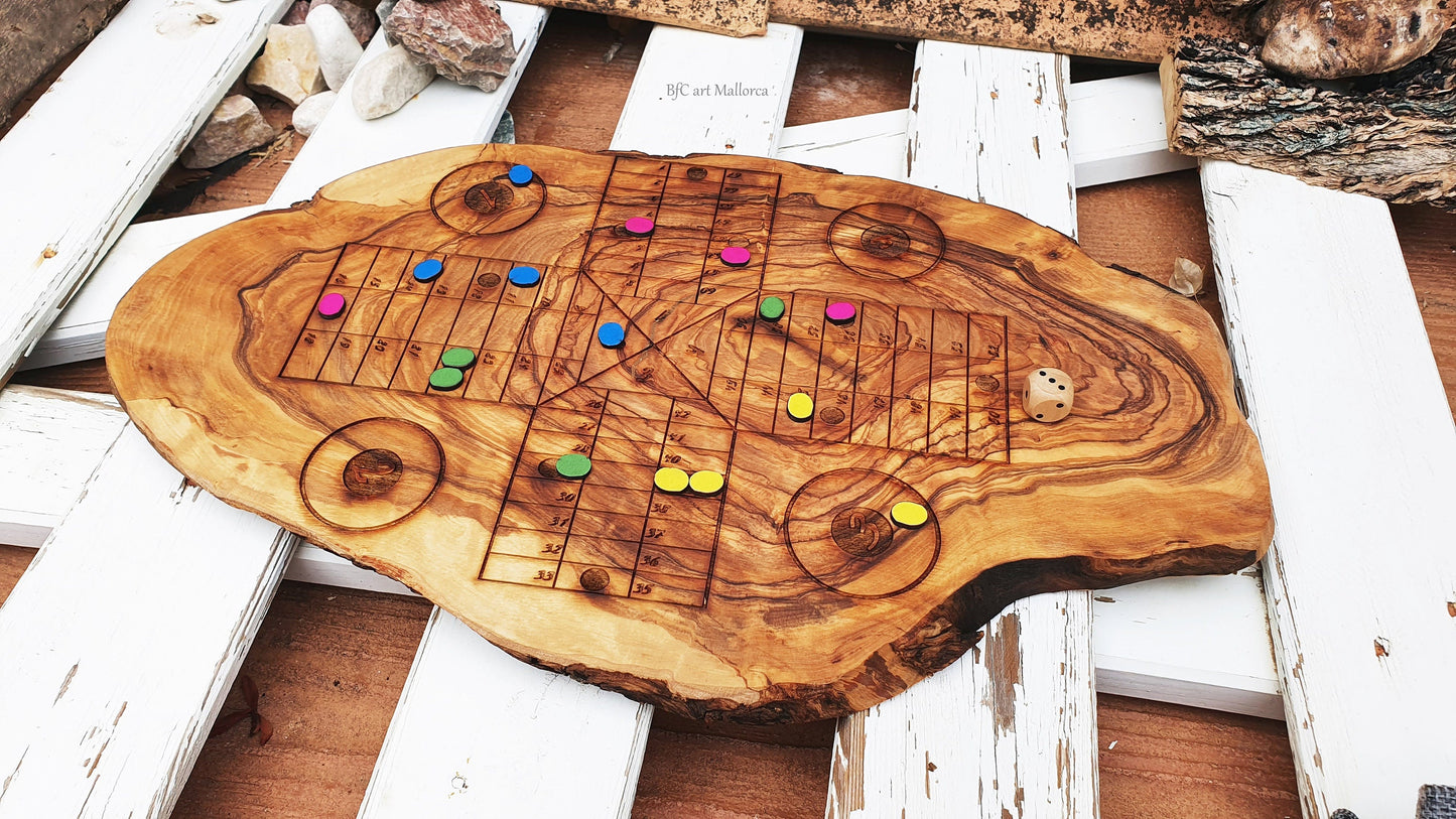 Custom Parcheesi board game, Aggravation board game Ludo on Full Rustic Olive Wood Board Parcheesi Vintage, Ludo Game Gift, Table Game