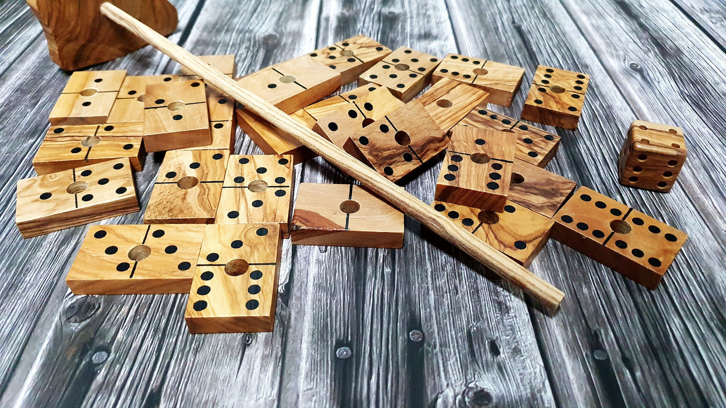 Wooden Domino table game, Domino Olive Wood , Family Table Games, Ecological Wooden Toy, Medieval Ancient Game, Table Game Toy