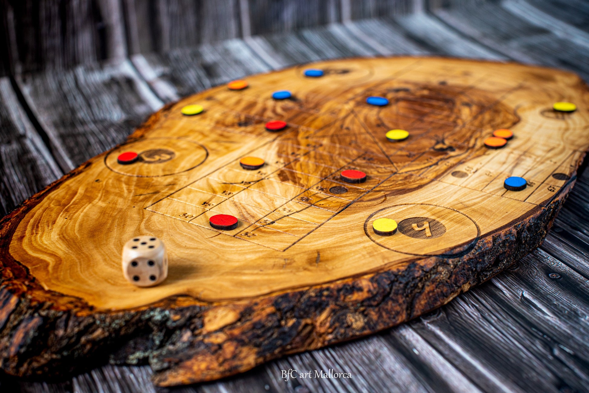 Olive Wood Epoxy Double-side Resin Chess Board Game Set 