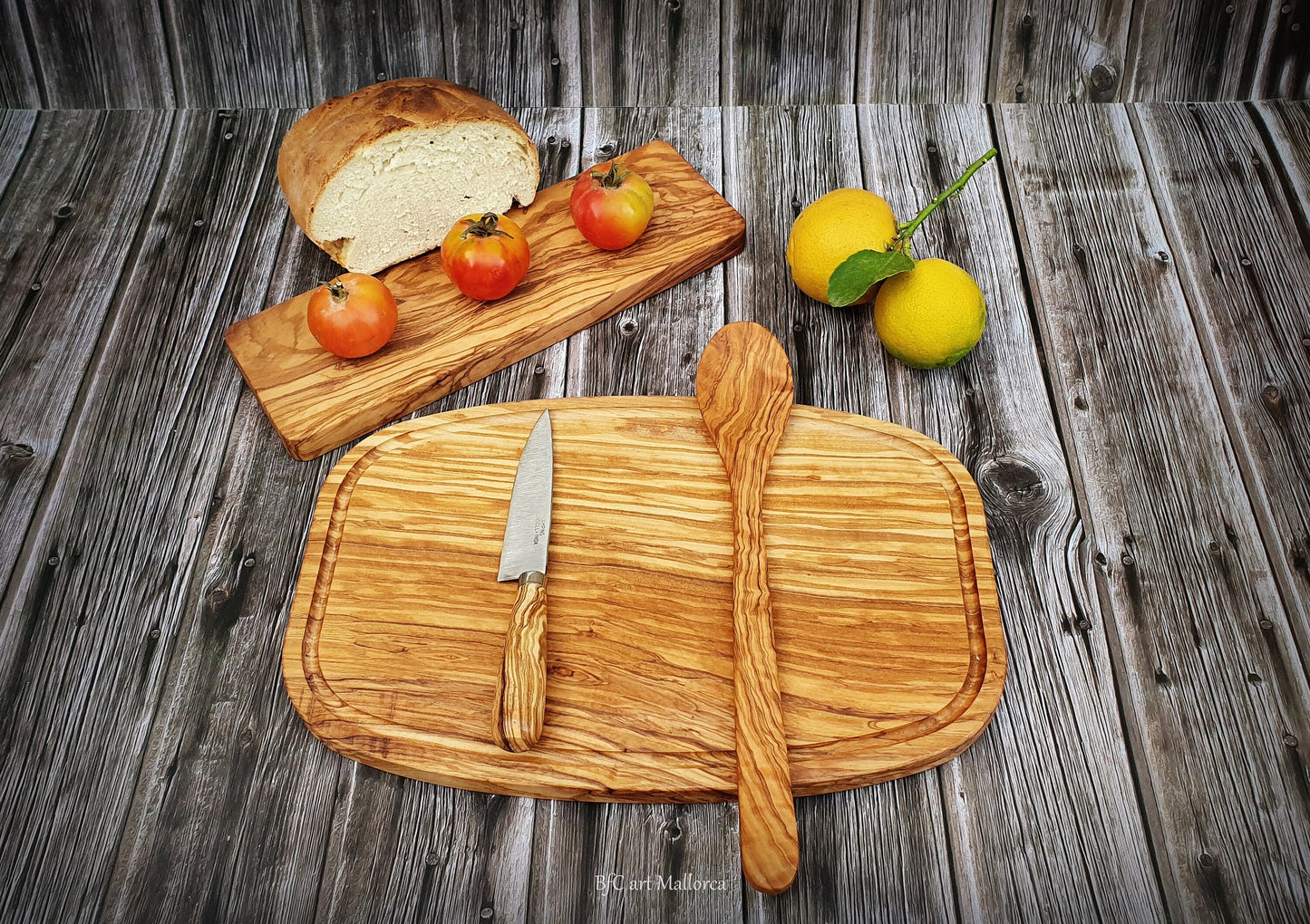 Cutting board spoons and craft knife Olive wood Set, Large charcuterie board , wood serving board and spoon, Christmas gift,