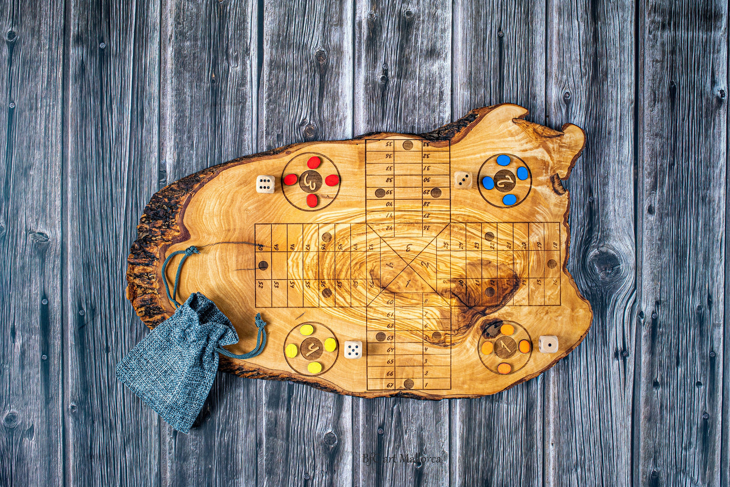 Goose Game Board, Olive Wood Parcheesi Vintage, Set Family Game, Ludo Game Gift, Rustic Parcheesi Board Game Set, Family Birthday Toy