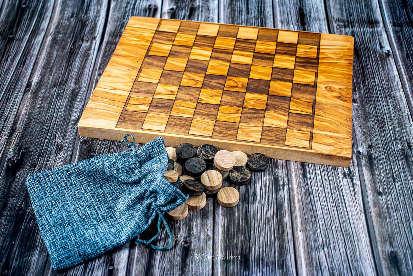 Chess Board Set and Checkers Olive Wood