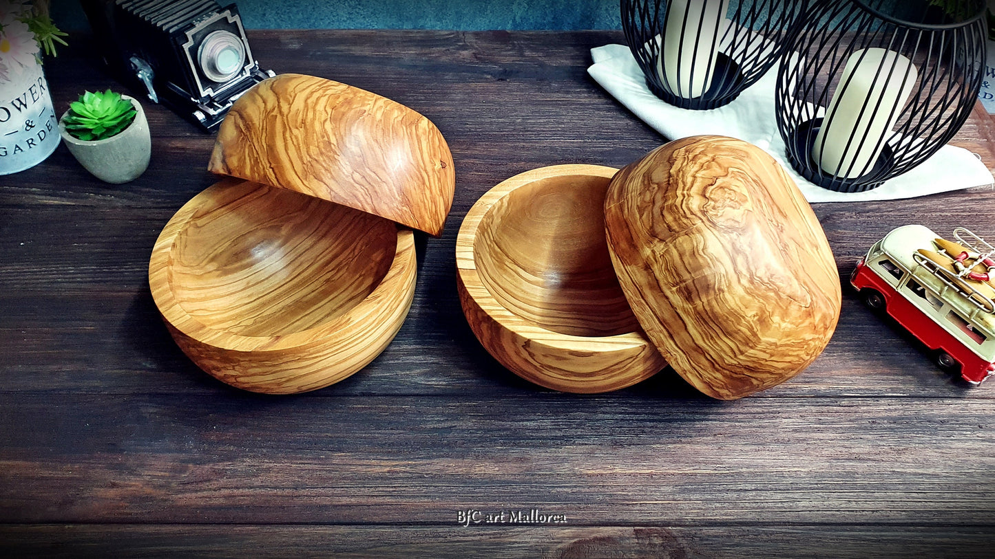 Cereal and Fruit Breakfast Bowls of Olive Wood , Handmade Kitchen Bowl Set for Desserts