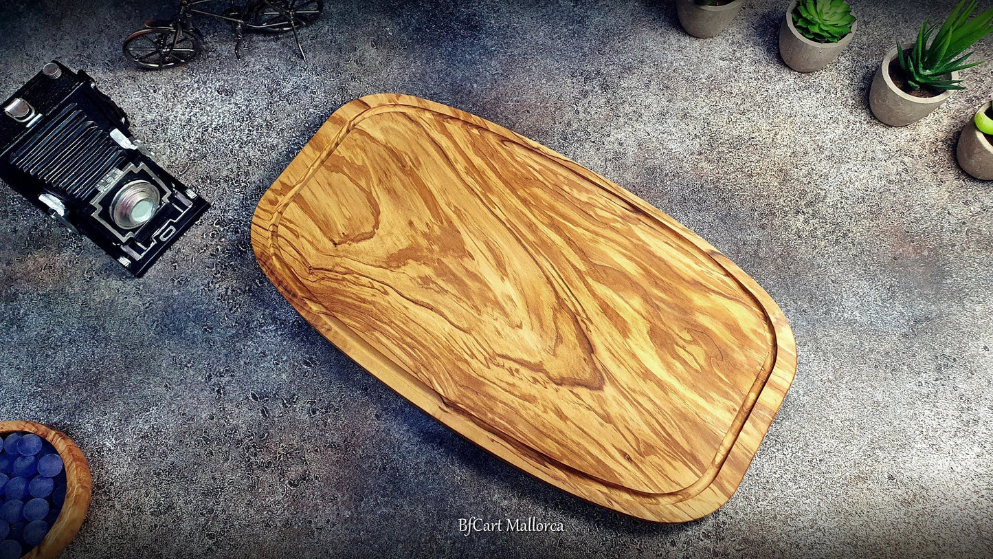 Charcuterie Serving and Prep Boards in Olive Wood, Large Wood Cheese Board Serving, Steak Serving Wood Plate