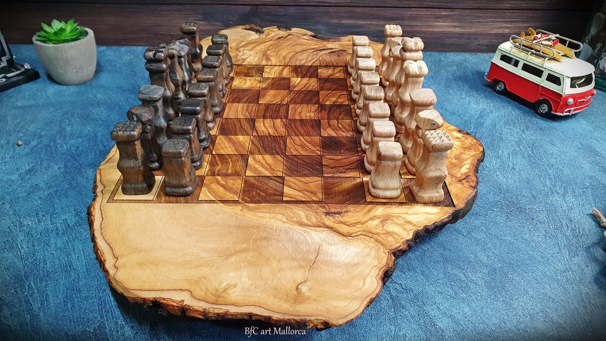 Custom Rustic Wood Log Chess Set by That Family Shop