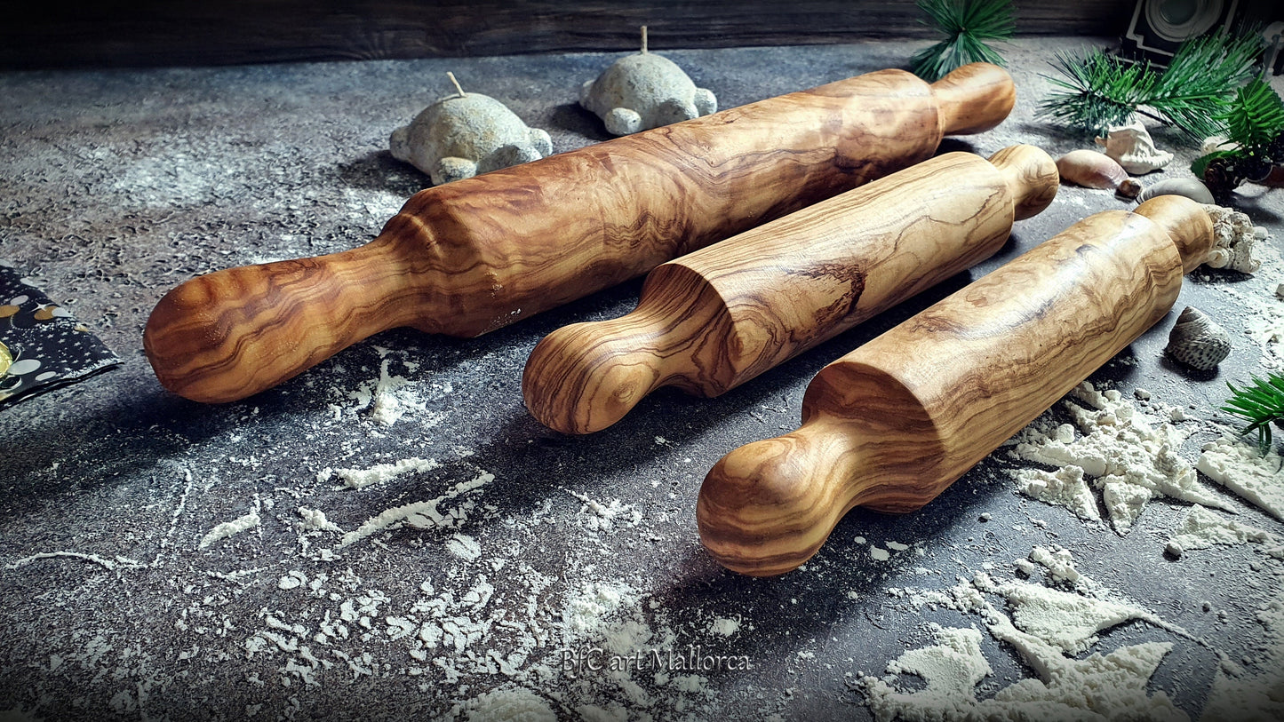 Rolling Pin Olive Wood for children for Preparation of Pasta and Cookies with Children and Family, Wooden Rolling Pin for Bakery & Pastry