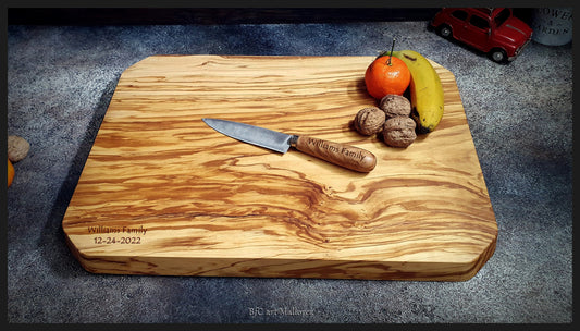 Extra Large Cutting Boards Handmade Olive Wood & Matching Artisan Knife, Butcher Block Cutting Board personalized Large