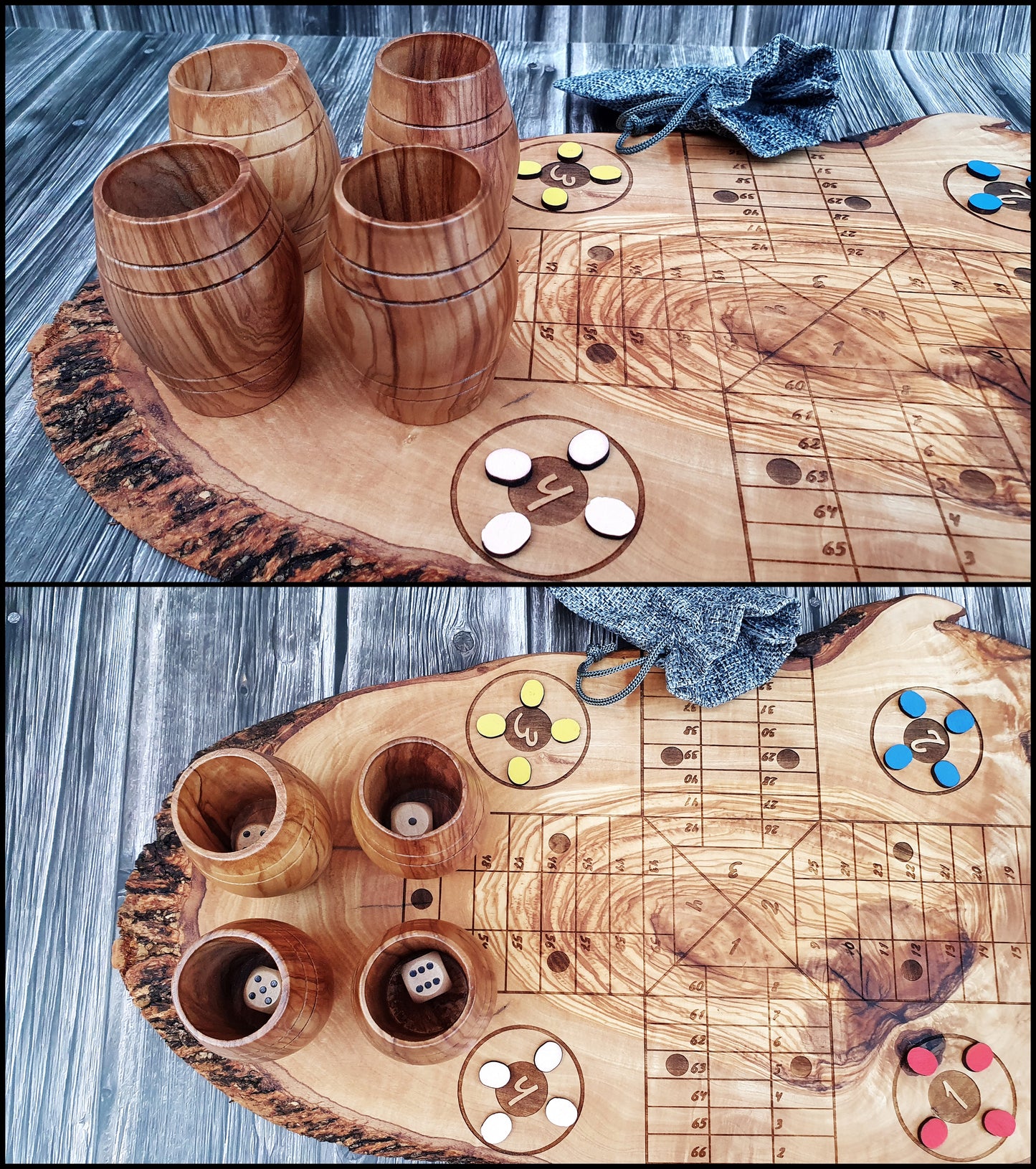 Ludo Game Rustic Olive Wood Board, Olive Wood Parcheesi Handmade Author Design, Aggravation Board Game, Ludo Game  Wooden Table Board Games